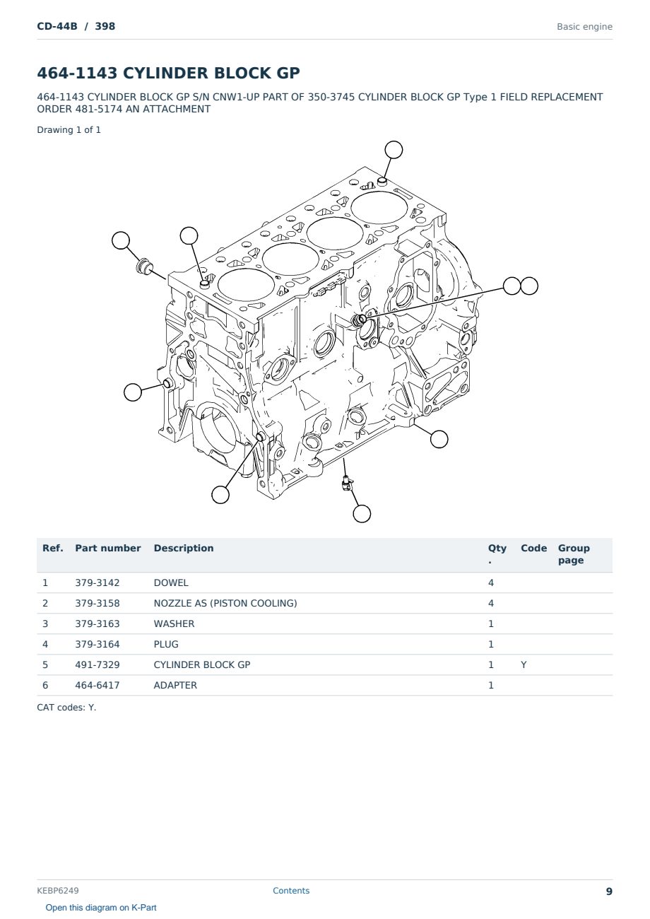 Caterpillar CD-44B S/N 398 Partsbook KEBP6249 (English) - sample page 9 of 10 Caterpillar CD-44B S/N 398 Partsbook KEBP6249 (English) - sample page 9 of 10