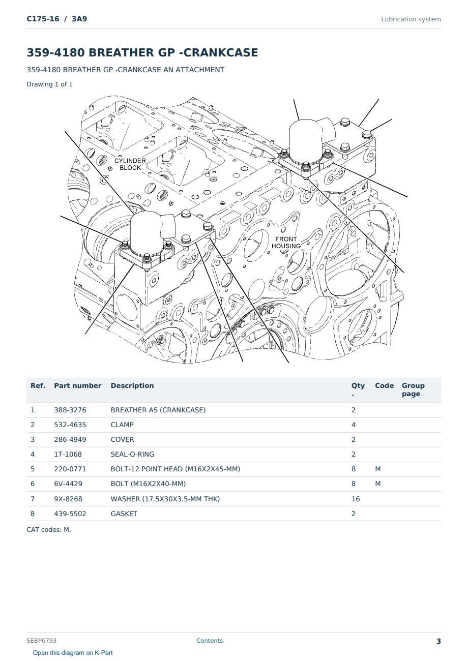 Caterpillar C175-16 S/N 3A9 Partsbook SEBP6793 (English) - sample page 3 of 10 Caterpillar C175-16 S/N 3A9 Partsbook SEBP6793 (English) - sample page 3 of 10