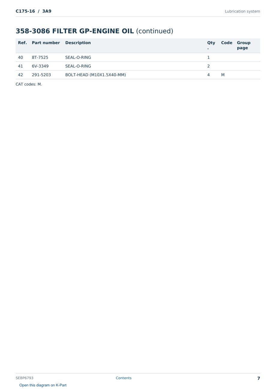 Caterpillar C175-16 S/N 3A9 Partsbook SEBP6793 (English) - sample page 7 of 10 Caterpillar C175-16 S/N 3A9 Partsbook SEBP6793 (English) - sample page 7 of 10