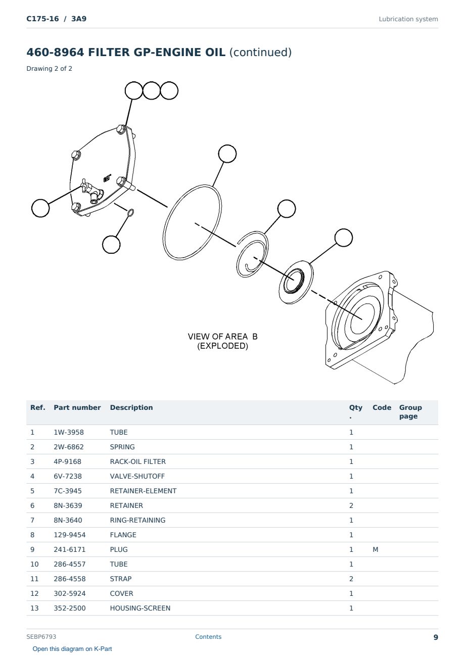 Caterpillar C175-16 S/N 3A9 Partsbook SEBP6793 (English) - sample page 9 of 10 Caterpillar C175-16 S/N 3A9 Partsbook SEBP6793 (English) - sample page 9 of 10