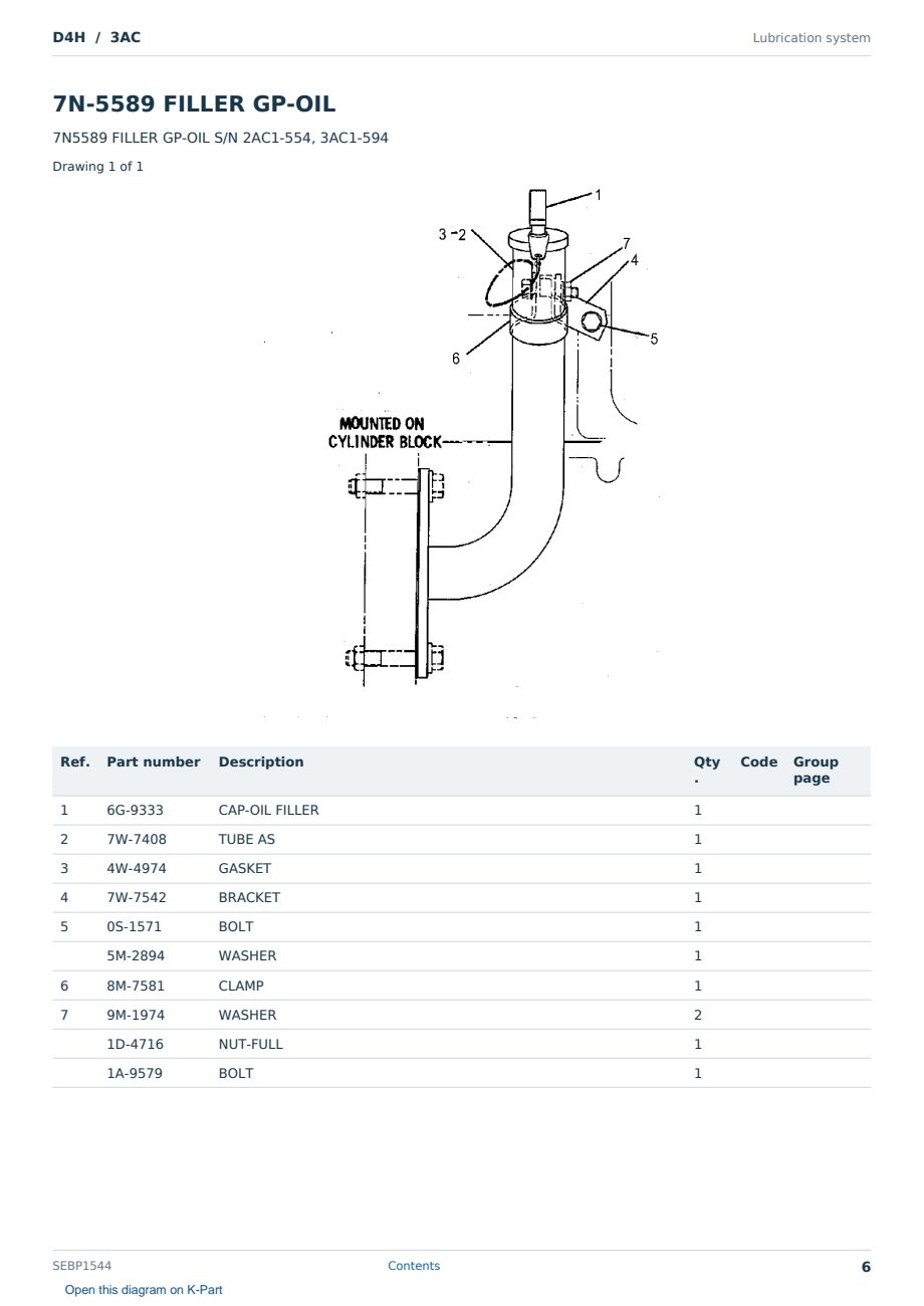 Caterpillar D4H S/N 3AC Partsbook SEBP1544 (English) - sample page 6 of 10 Caterpillar D4H S/N 3AC Partsbook SEBP1544 (English) - sample page 6 of 10
