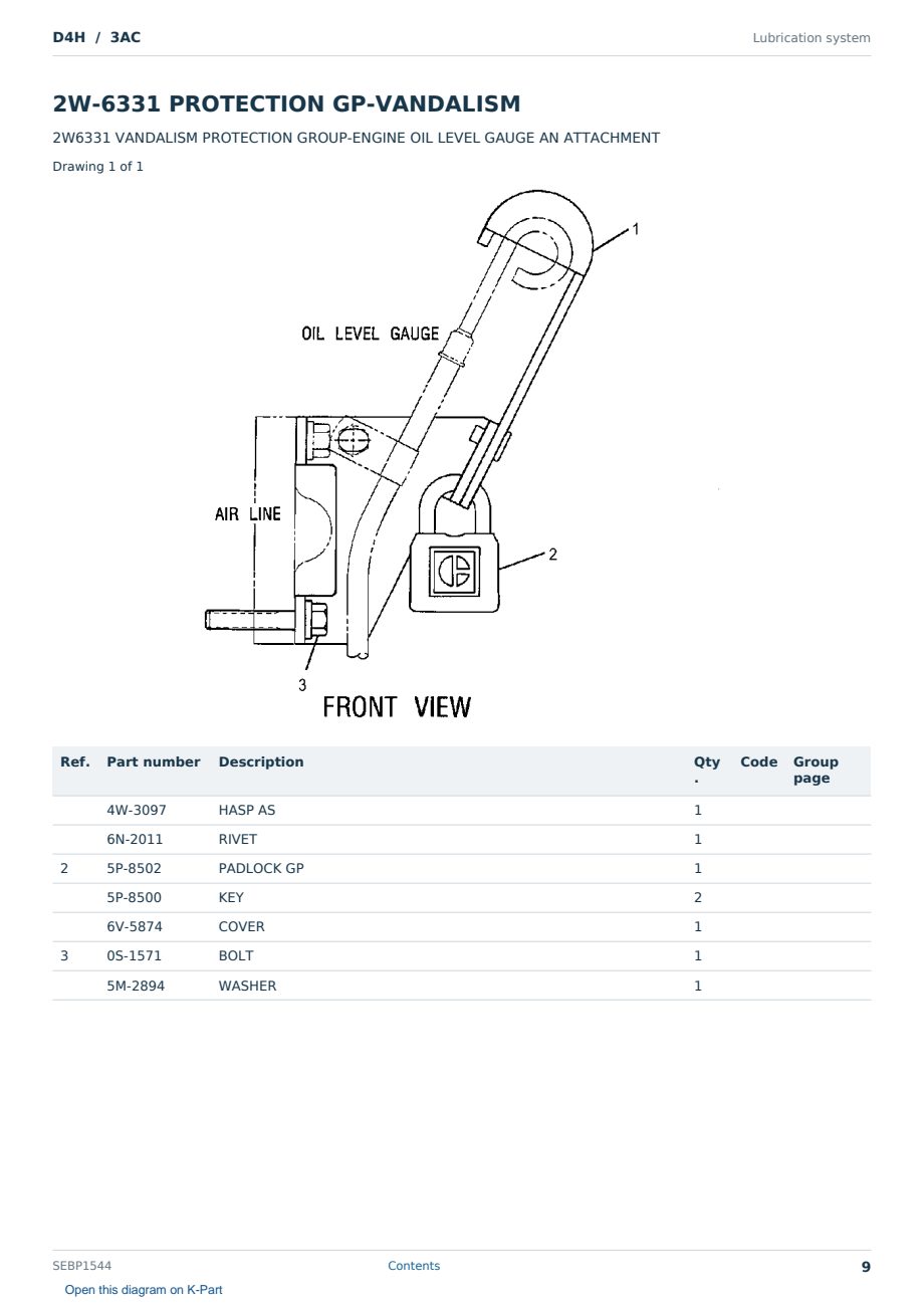 Caterpillar D4H S/N 3AC Partsbook SEBP1544 (English) - sample page 9 of 10 Caterpillar D4H S/N 3AC Partsbook SEBP1544 (English) - sample page 9 of 10