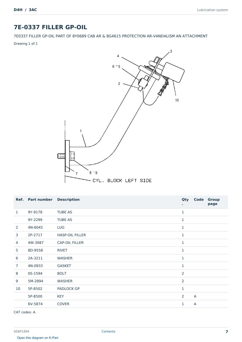 Caterpillar D4H S/N 3AC Partsbook SEBP1894 (English) - sample page 7 of 10 Caterpillar D4H S/N 3AC Partsbook SEBP1894 (English) - sample page 7 of 10