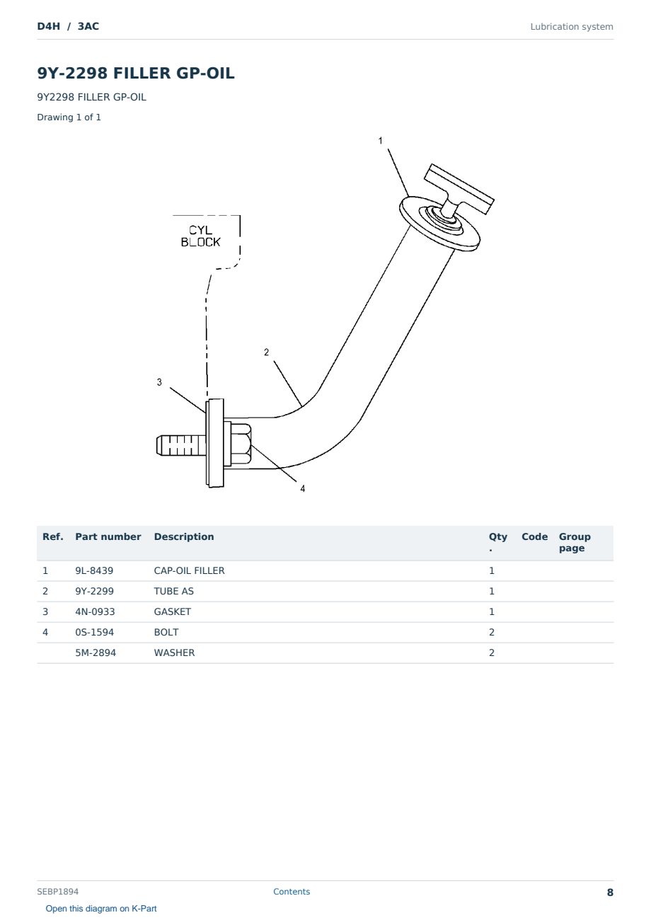 Caterpillar D4H S/N 3AC Partsbook SEBP1894 (English) - sample page 8 of 10 Caterpillar D4H S/N 3AC Partsbook SEBP1894 (English) - sample page 8 of 10