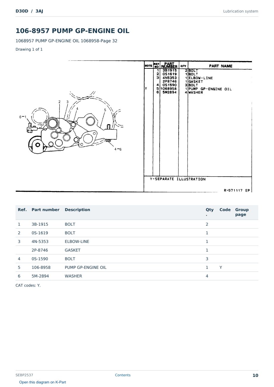 Caterpillar D30D S/N 3AJ Partsbook SEBP2537 (English) - sample page 10 of 10 Caterpillar D30D S/N 3AJ Partsbook SEBP2537 (English) - sample page 10 of 10