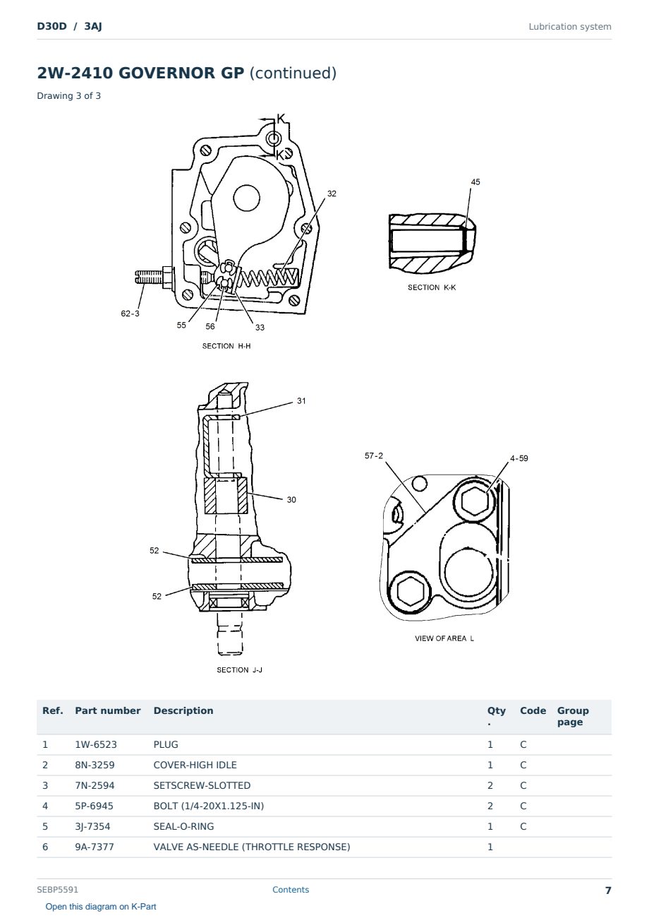 Caterpillar D30D S/N 3AJ Partsbook SEBP5591 (English) - sample page 7 of 10 Caterpillar D30D S/N 3AJ Partsbook SEBP5591 (English) - sample page 7 of 10