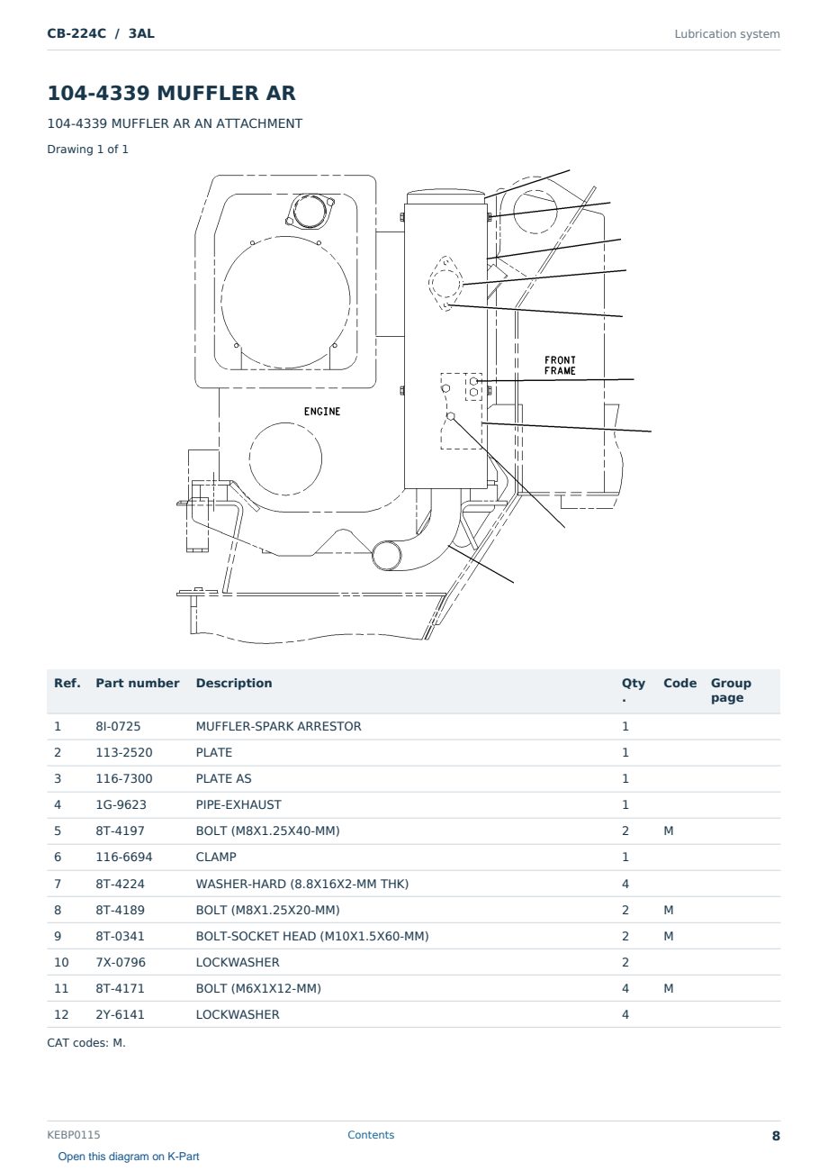 Caterpillar CB-224C S/N 3AL Partsbook KEBP0115 (English) - sample page 8 of 10 Caterpillar CB-224C S/N 3AL Partsbook KEBP0115 (English) - sample page 8 of 10