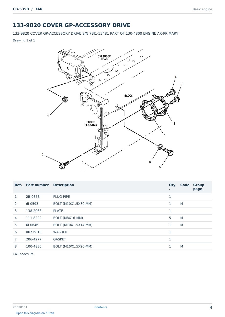 Caterpillar CB-535B S/N 3AR Partsbook KEBP0151 (English) - sample page 4 of 10 Caterpillar CB-535B S/N 3AR Partsbook KEBP0151 (English) - sample page 4 of 10