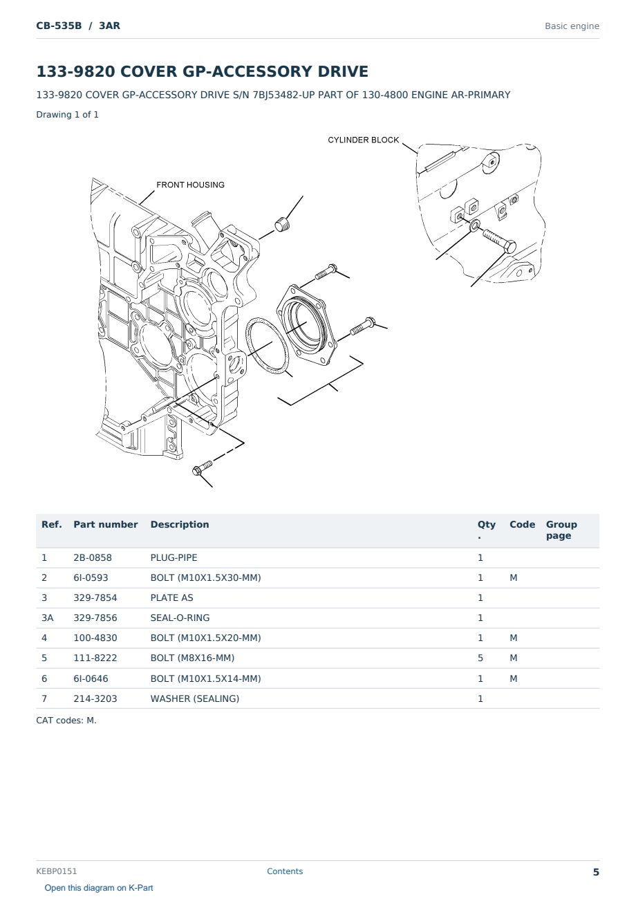 Caterpillar CB-535B S/N 3AR Partsbook KEBP0151 (English) - sample page 5 of 10 Caterpillar CB-535B S/N 3AR Partsbook KEBP0151 (English) - sample page 5 of 10