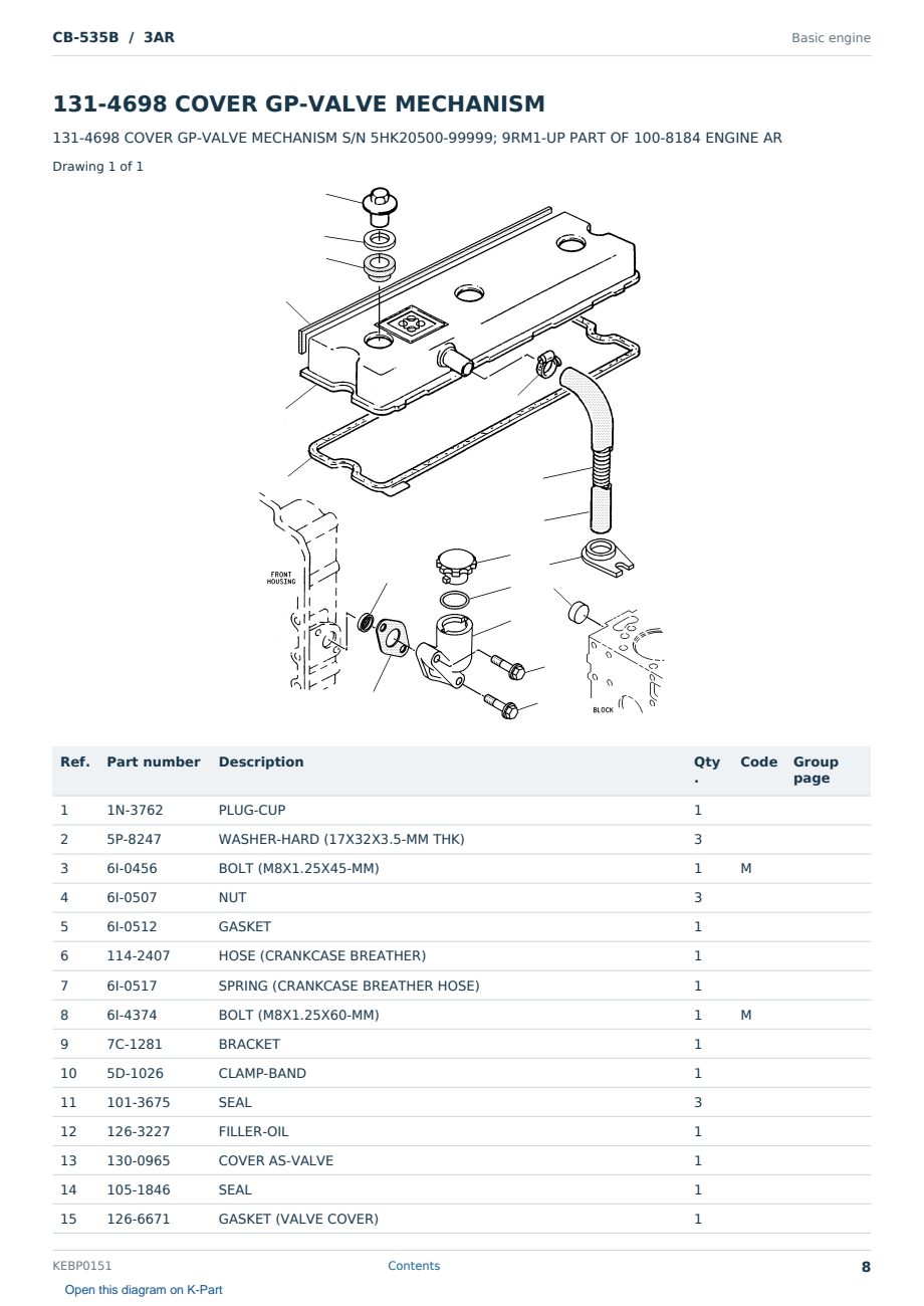 Caterpillar CB-535B S/N 3AR Partsbook KEBP0151 (English) - sample page 8 of 10 Caterpillar CB-535B S/N 3AR Partsbook KEBP0151 (English) - sample page 8 of 10