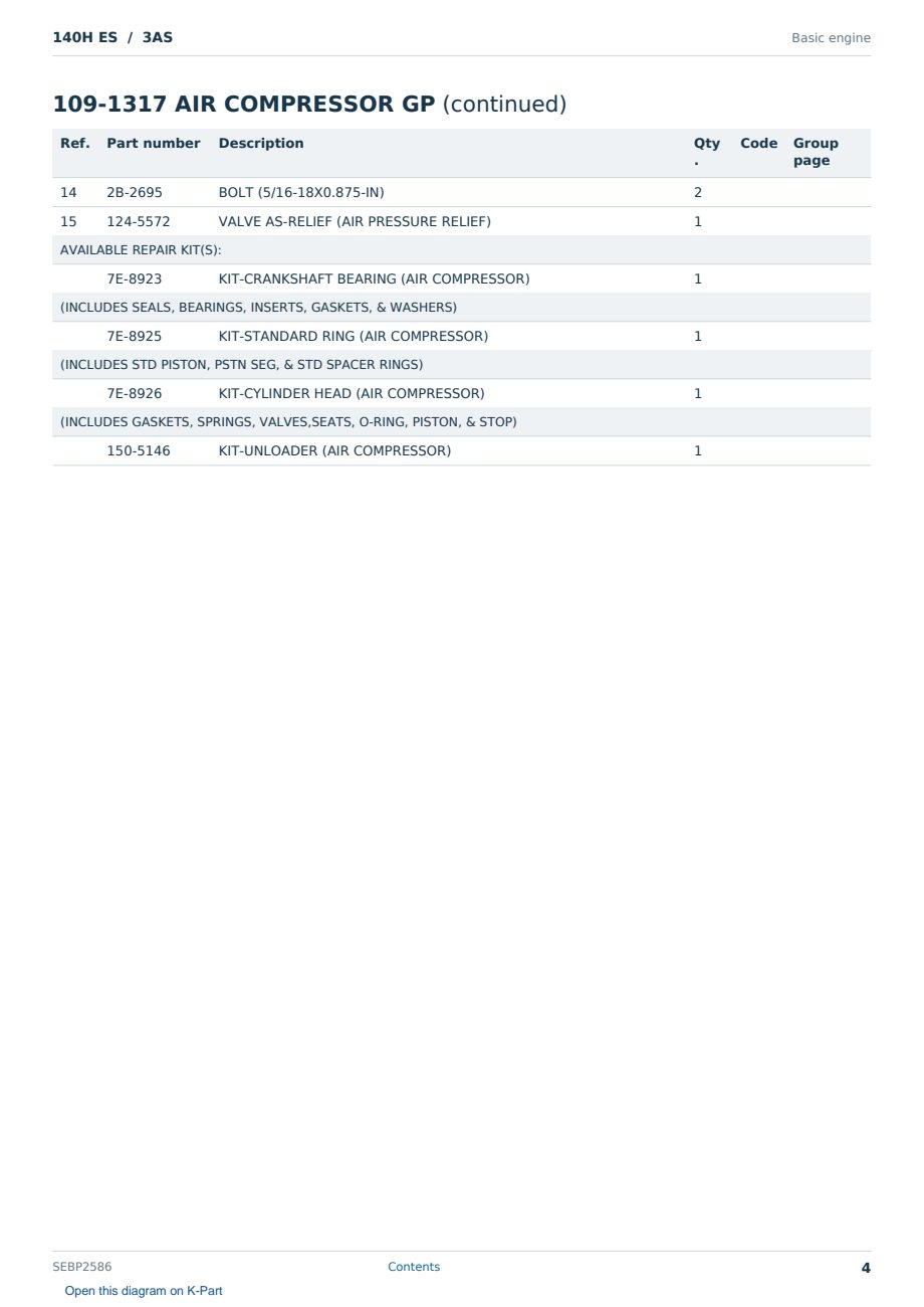 Caterpillar 140H ES S/N 3AS Partsbook SEBP2586 (English) - sample page 4 of 10 Caterpillar 140H ES S/N 3AS Partsbook SEBP2586 (English) - sample page 4 of 10