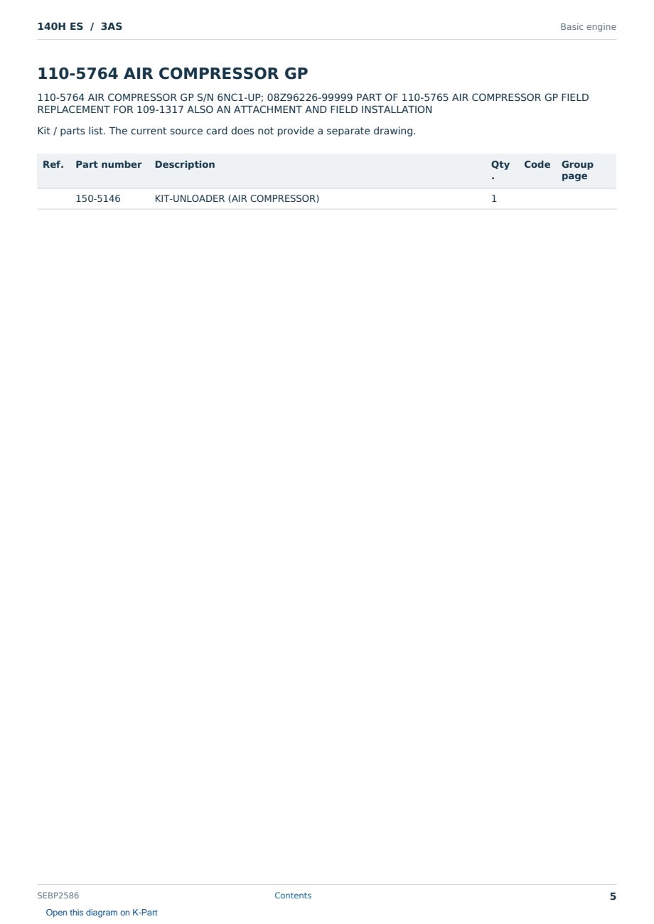 Caterpillar 140H ES S/N 3AS Partsbook SEBP2586 (English) - sample page 5 of 10 Caterpillar 140H ES S/N 3AS Partsbook SEBP2586 (English) - sample page 5 of 10