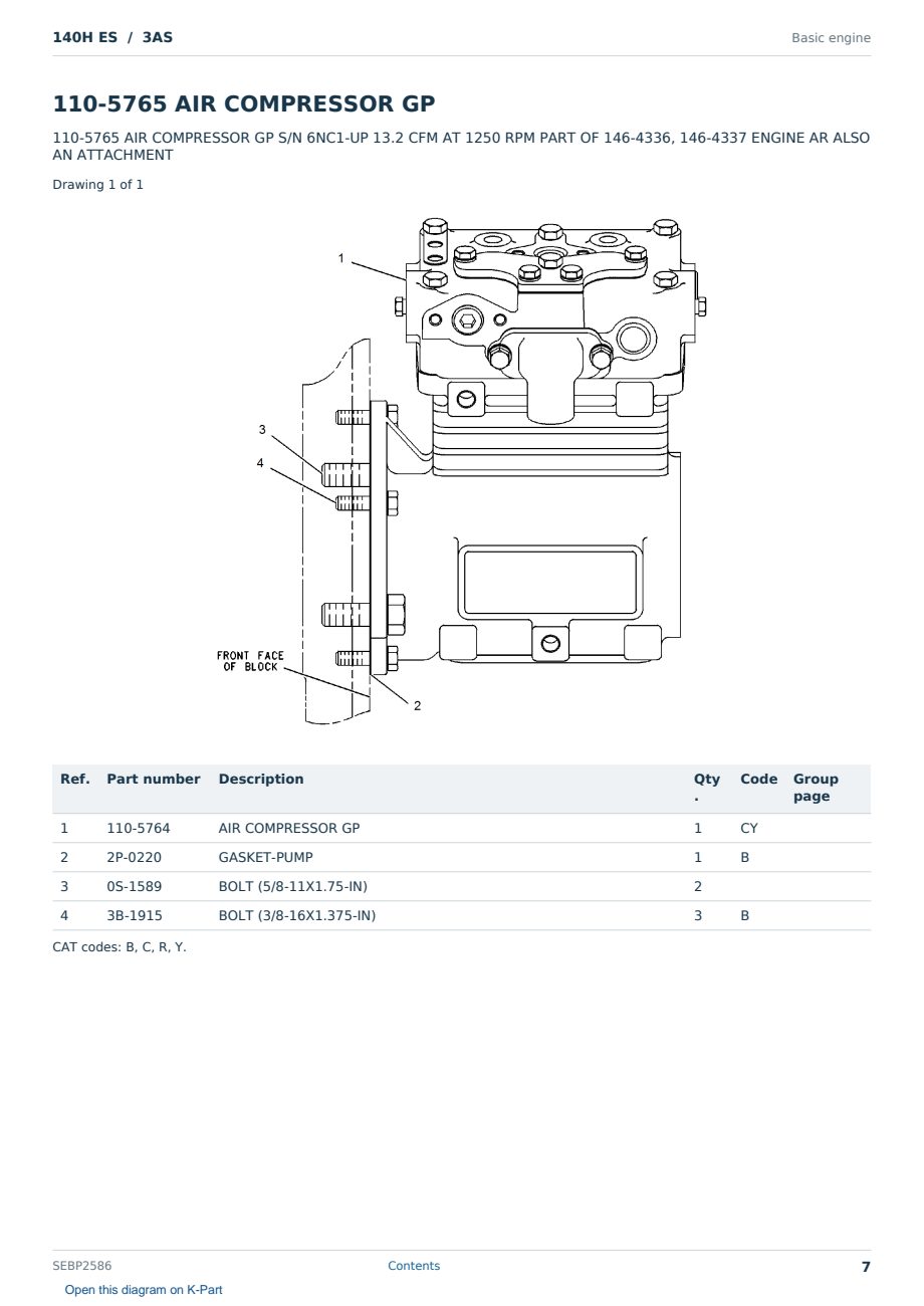 Caterpillar 140H ES S/N 3AS Partsbook SEBP2586 (English) - sample page 7 of 10 Caterpillar 140H ES S/N 3AS Partsbook SEBP2586 (English) - sample page 7 of 10