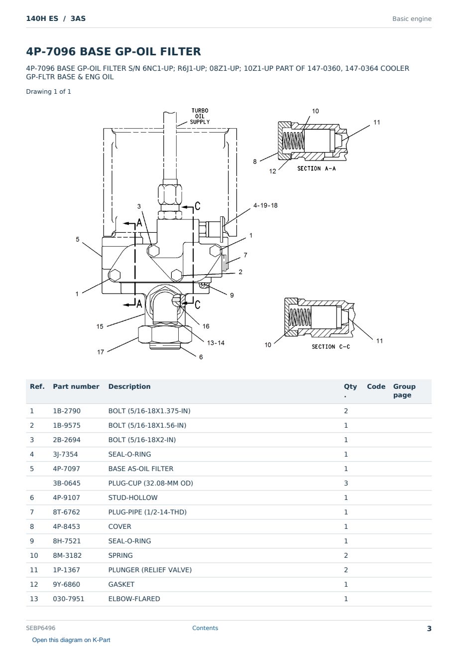 Caterpillar 140H ES S/N 3AS Partsbook SEBP6496 (English) - sample page 3 of 10 Caterpillar 140H ES S/N 3AS Partsbook SEBP6496 (English) - sample page 3 of 10