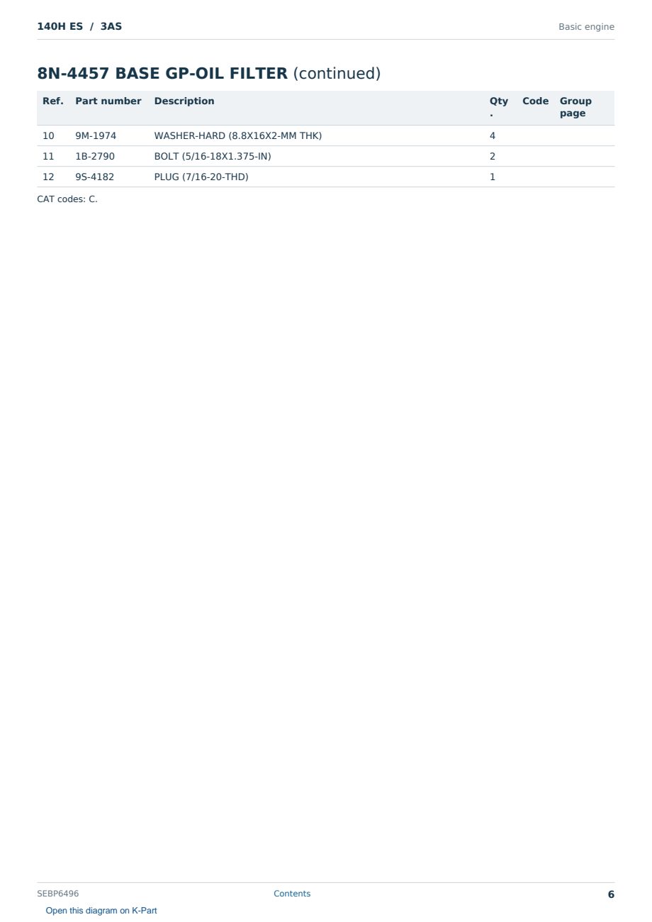 Caterpillar 140H ES S/N 3AS Partsbook SEBP6496 (English) - sample page 6 of 10 Caterpillar 140H ES S/N 3AS Partsbook SEBP6496 (English) - sample page 6 of 10