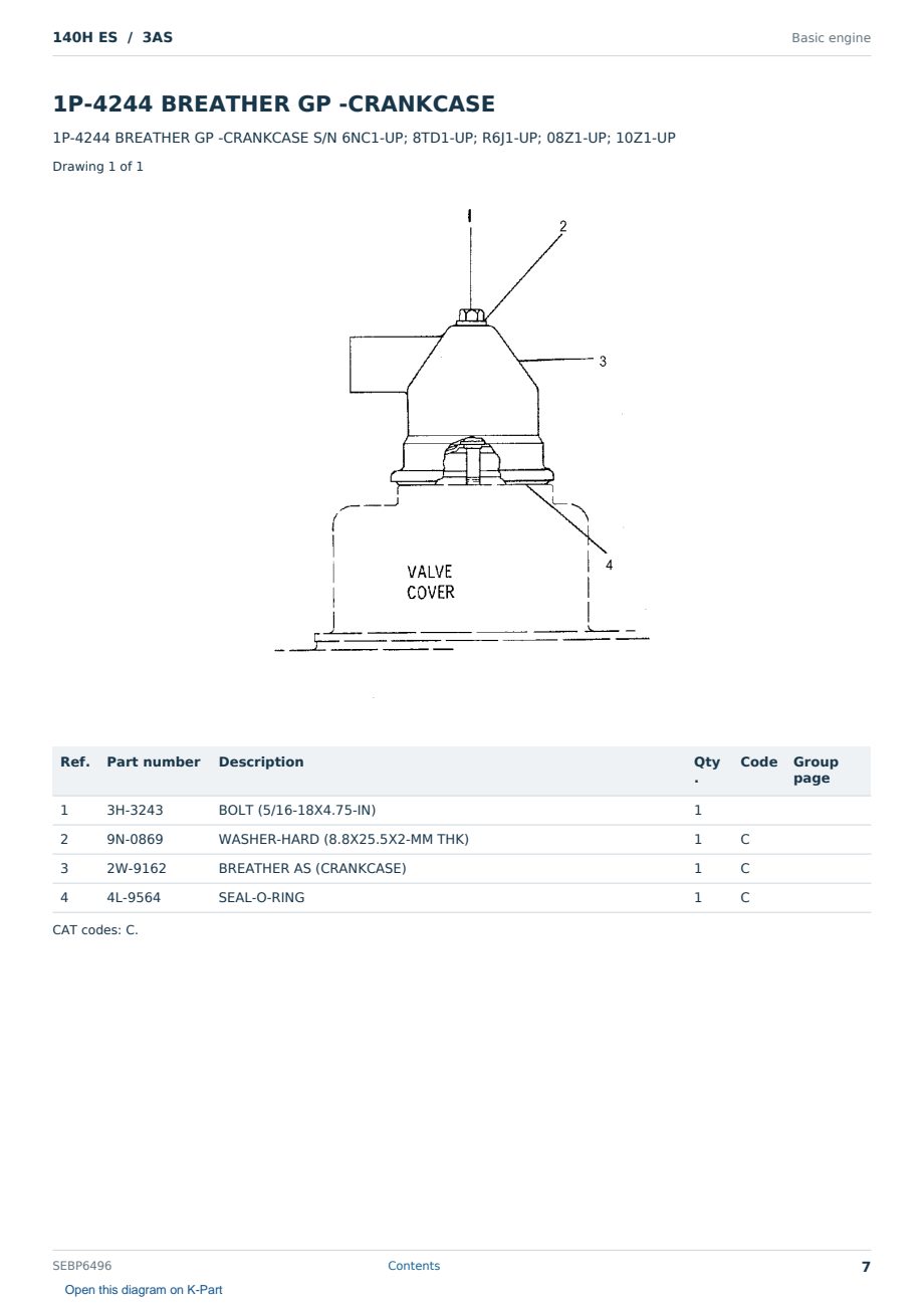 Caterpillar 140H ES S/N 3AS Partsbook SEBP6496 (English) - sample page 7 of 10 Caterpillar 140H ES S/N 3AS Partsbook SEBP6496 (English) - sample page 7 of 10
