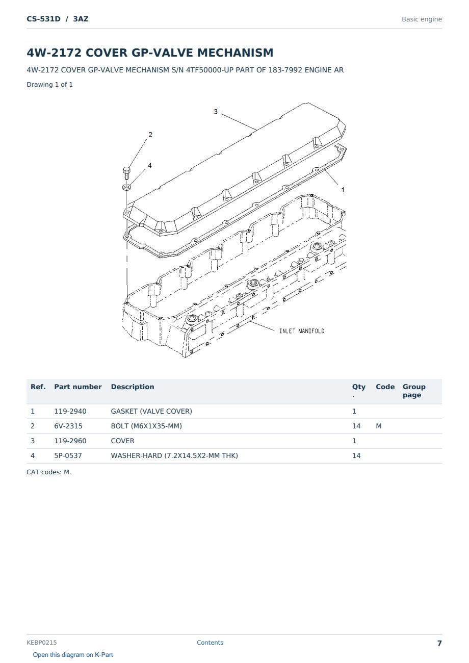 Caterpillar CS-531D S/N 3AZ Partsbook KEBP0215 (English) - sample page 7 of 10 Caterpillar CS-531D S/N 3AZ Partsbook KEBP0215 (English) - sample page 7 of 10