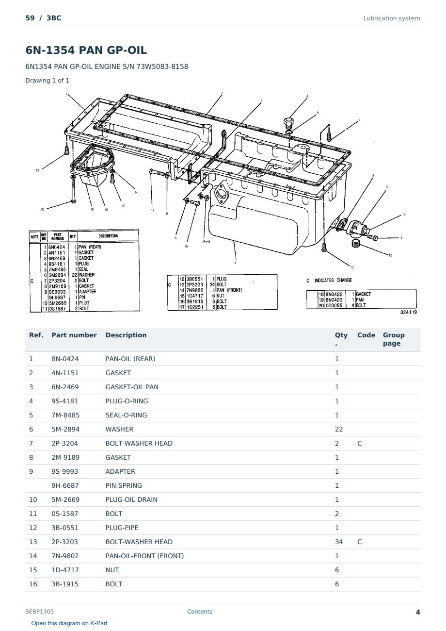 Caterpillar 59 S/N 3BC Partsbook SEBP1305 (English) - sample page 4 of 10 Caterpillar 59 S/N 3BC Partsbook SEBP1305 (English) - sample page 4 of 10
