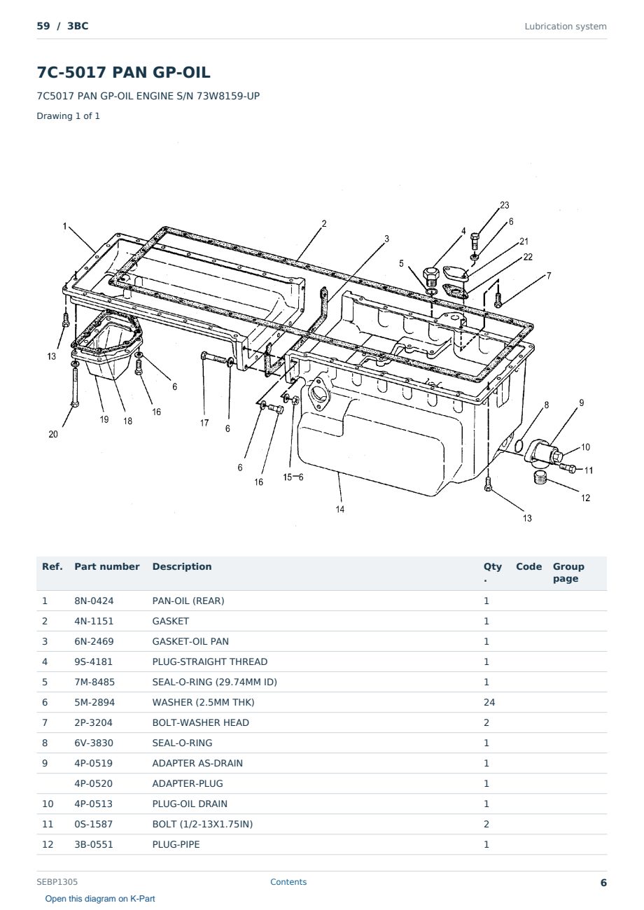 Caterpillar 59 S/N 3BC Partsbook SEBP1305 (English) - sample page 6 of 10 Caterpillar 59 S/N 3BC Partsbook SEBP1305 (English) - sample page 6 of 10