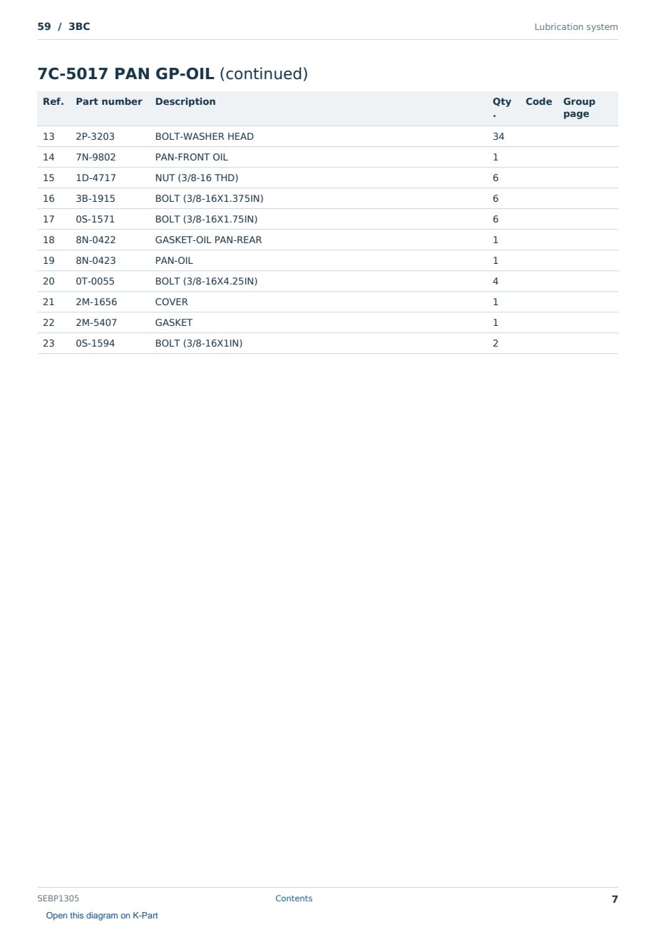 Caterpillar 59 S/N 3BC Partsbook SEBP1305 (English) - sample page 7 of 10 Caterpillar 59 S/N 3BC Partsbook SEBP1305 (English) - sample page 7 of 10