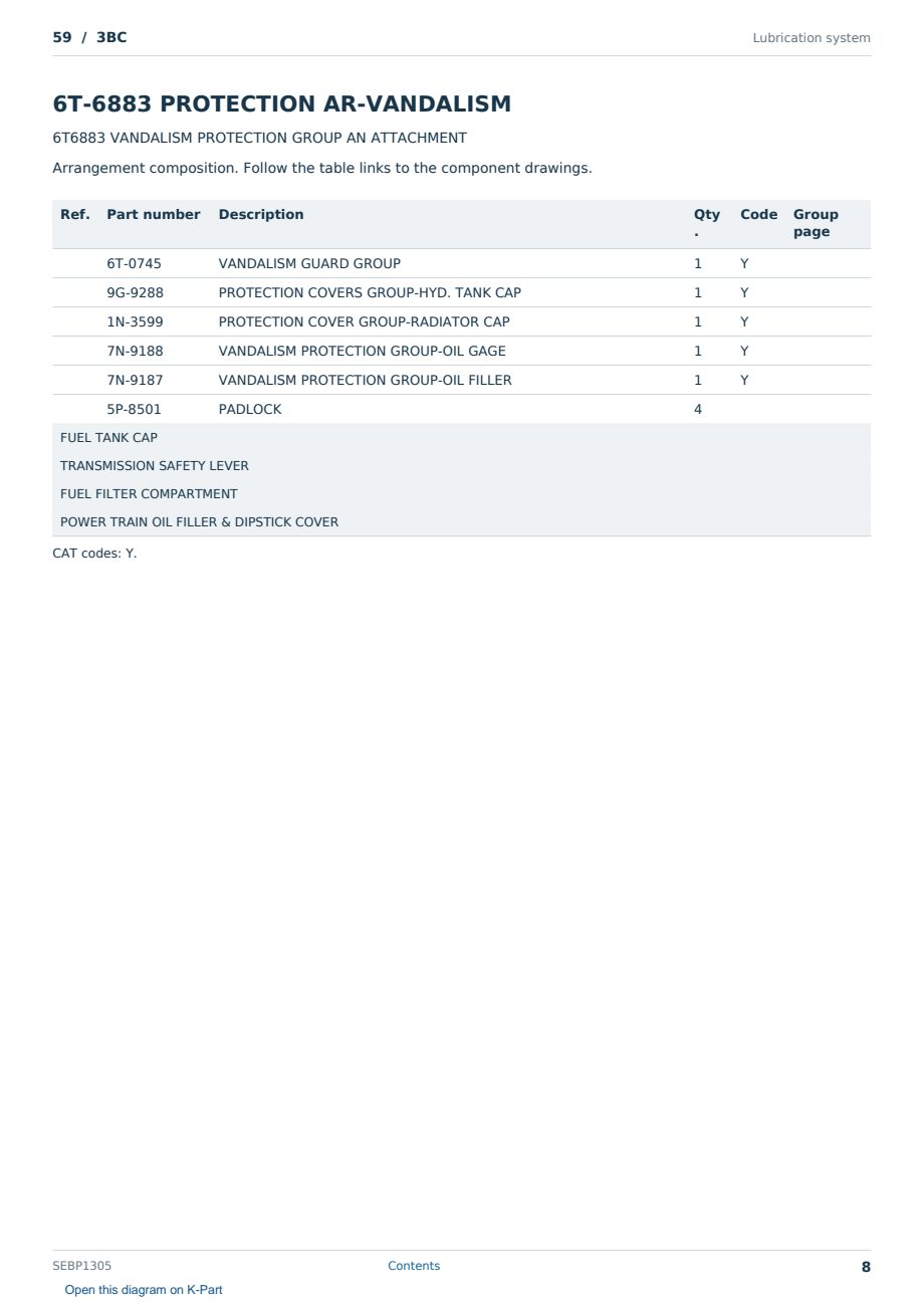 Caterpillar 59 S/N 3BC Partsbook SEBP1305 (English) - sample page 8 of 10 Caterpillar 59 S/N 3BC Partsbook SEBP1305 (English) - sample page 8 of 10