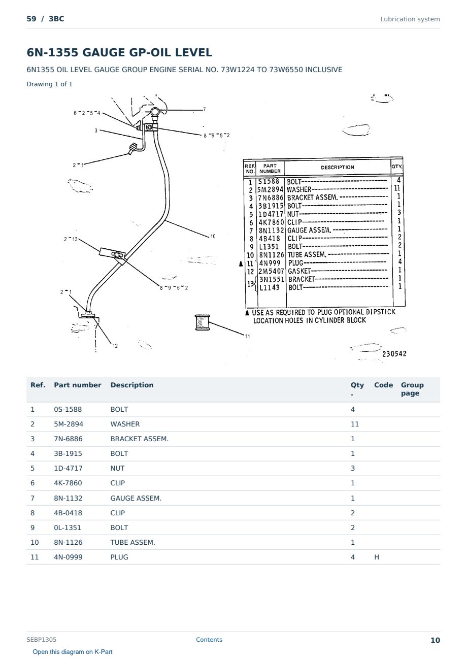 Caterpillar 59 S/N 3BC Partsbook SEBP1305 (English) - sample page 10 of 10 Caterpillar 59 S/N 3BC Partsbook SEBP1305 (English) - sample page 10 of 10
