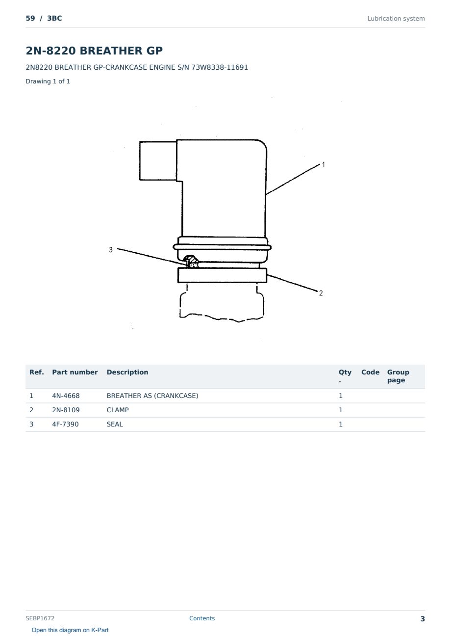 Caterpillar 59 S/N 3BC Partsbook SEBP1672 (English) - sample page 3 of 10 Caterpillar 59 S/N 3BC Partsbook SEBP1672 (English) - sample page 3 of 10