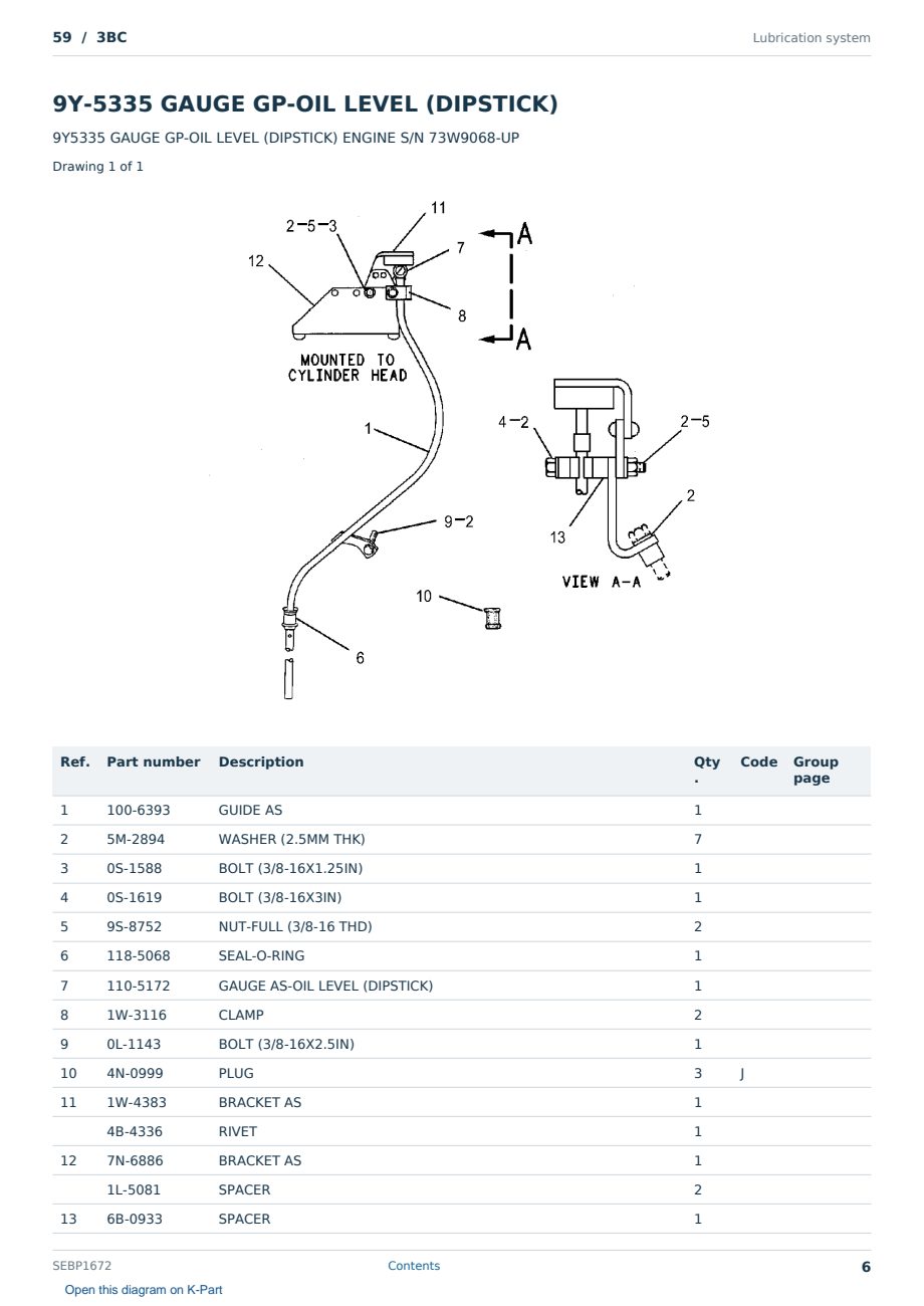 Caterpillar 59 S/N 3BC Partsbook SEBP1672 (English) - sample page 6 of 10 Caterpillar 59 S/N 3BC Partsbook SEBP1672 (English) - sample page 6 of 10