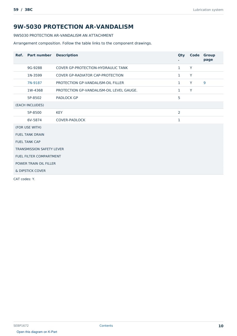 Caterpillar 59 S/N 3BC Partsbook SEBP1672 (English) - sample page 10 of 10 Caterpillar 59 S/N 3BC Partsbook SEBP1672 (English) - sample page 10 of 10