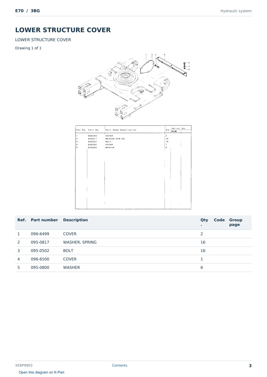 Caterpillar E70 S/N 3BG Partsbook XEBP9903 (English) - sample page 3 of 10 Caterpillar E70 S/N 3BG Partsbook XEBP9903 (English) - sample page 3 of 10