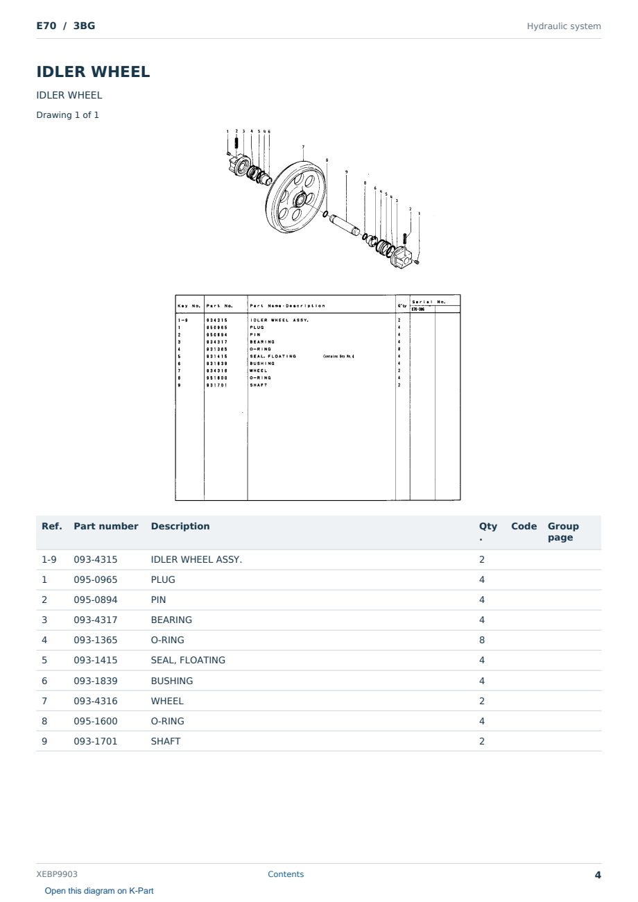 Caterpillar E70 S/N 3BG Partsbook XEBP9903 (English) - sample page 4 of 10 Caterpillar E70 S/N 3BG Partsbook XEBP9903 (English) - sample page 4 of 10