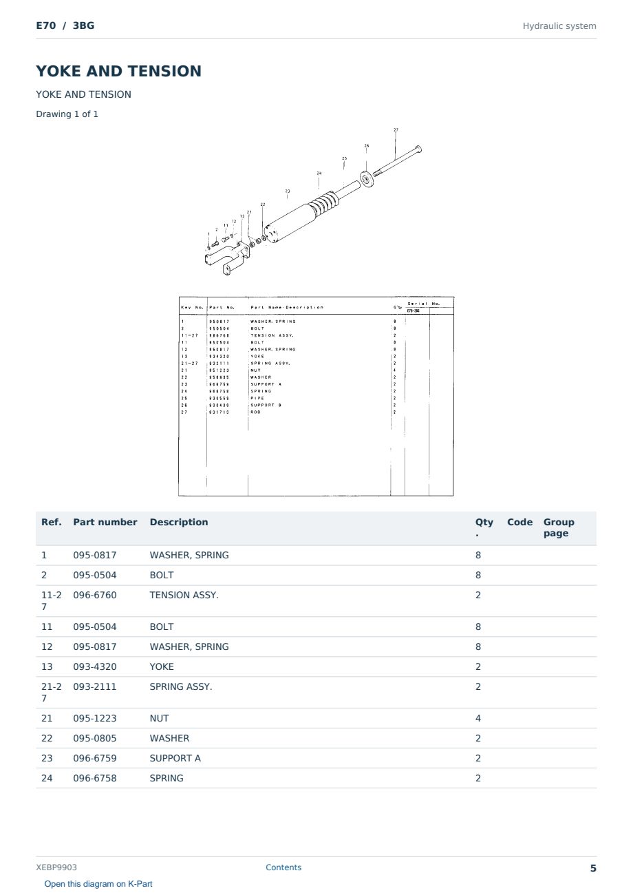 Caterpillar E70 S/N 3BG Partsbook XEBP9903 (English) - sample page 5 of 10 Caterpillar E70 S/N 3BG Partsbook XEBP9903 (English) - sample page 5 of 10