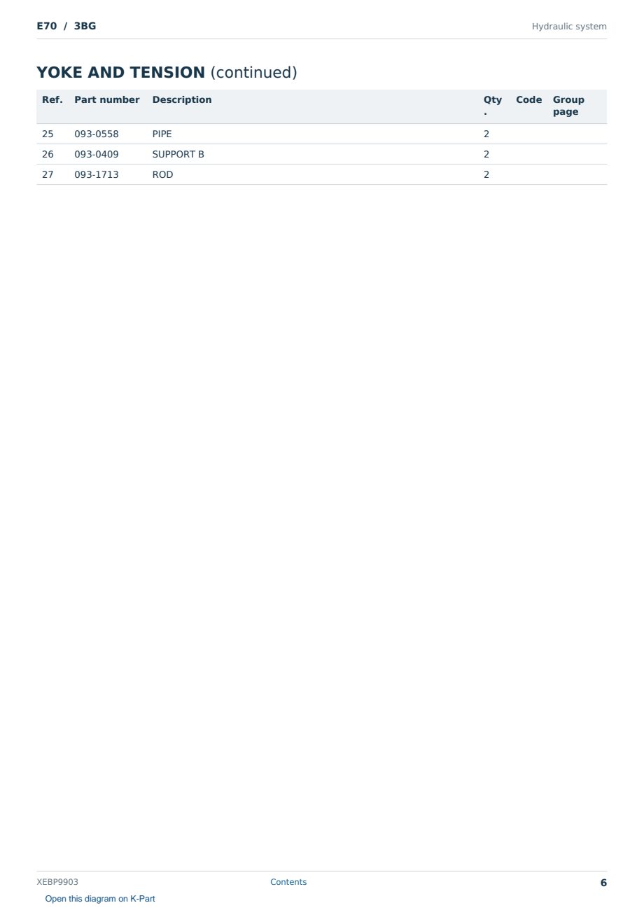 Caterpillar E70 S/N 3BG Partsbook XEBP9903 (English) - sample page 6 of 10 Caterpillar E70 S/N 3BG Partsbook XEBP9903 (English) - sample page 6 of 10