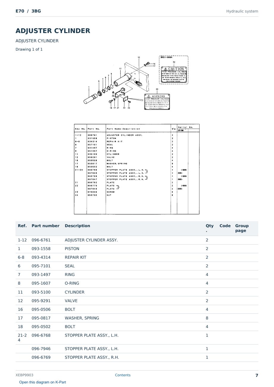 Caterpillar E70 S/N 3BG Partsbook XEBP9903 (English) - sample page 7 of 10 Caterpillar E70 S/N 3BG Partsbook XEBP9903 (English) - sample page 7 of 10