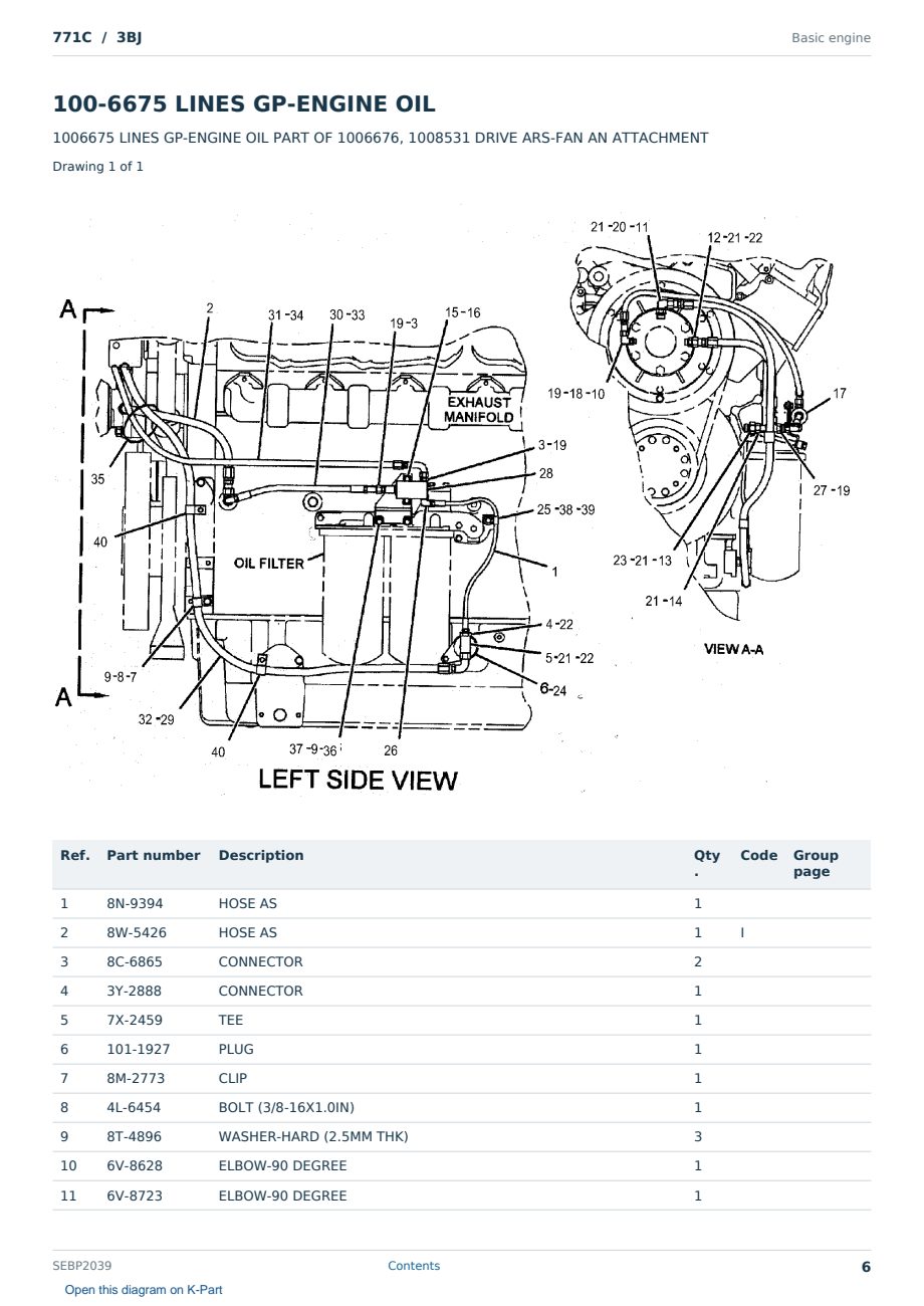 Caterpillar 771C S/N 3BJ Partsbook SEBP2039 (English) - sample page 6 of 10 Caterpillar 771C S/N 3BJ Partsbook SEBP2039 (English) - sample page 6 of 10