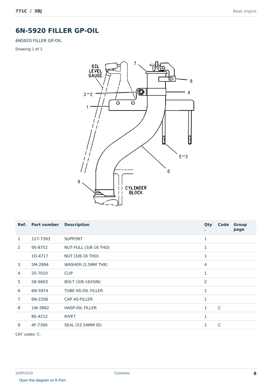 Caterpillar 771C S/N 3BJ Partsbook SEBP2039 (English) - sample page 8 of 10 Caterpillar 771C S/N 3BJ Partsbook SEBP2039 (English) - sample page 8 of 10