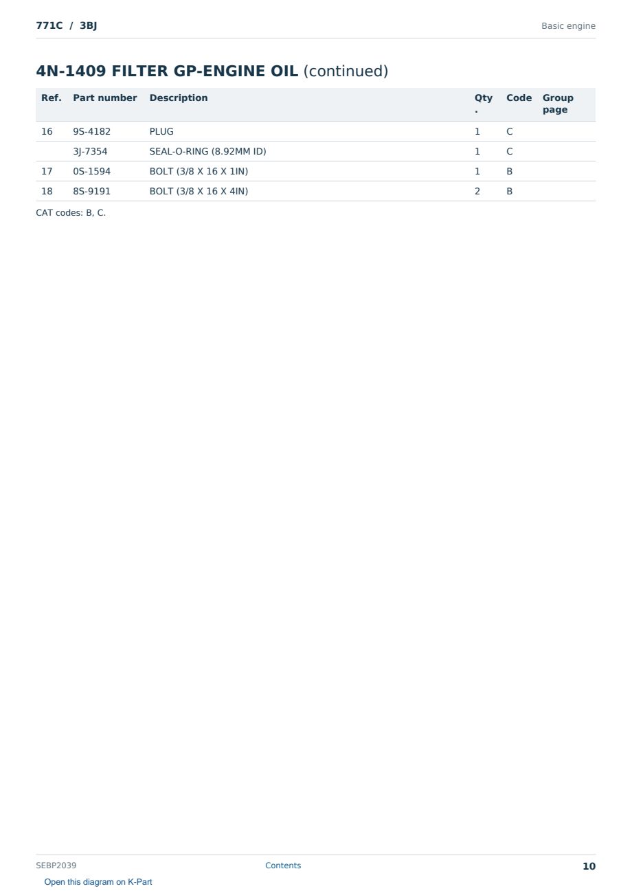 Caterpillar 771C S/N 3BJ Partsbook SEBP2039 (English) - sample page 10 of 10 Caterpillar 771C S/N 3BJ Partsbook SEBP2039 (English) - sample page 10 of 10