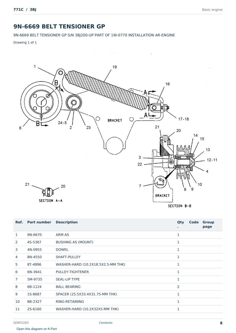 Caterpillar 771C S/N 3BJ Partsbook SEBP2283 (English) - sample page 8 of 10 Caterpillar 771C S/N 3BJ Partsbook SEBP2283 (English) - sample page 8 of 10