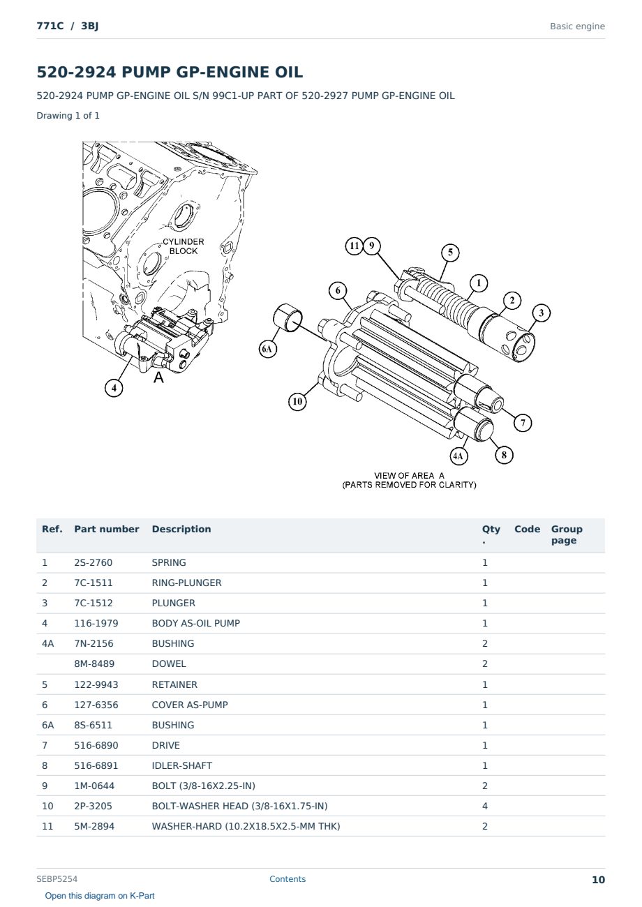 Caterpillar 771C S/N 3BJ Partsbook SEBP5254 (English) - sample page 10 of 10 Caterpillar 771C S/N 3BJ Partsbook SEBP5254 (English) - sample page 10 of 10