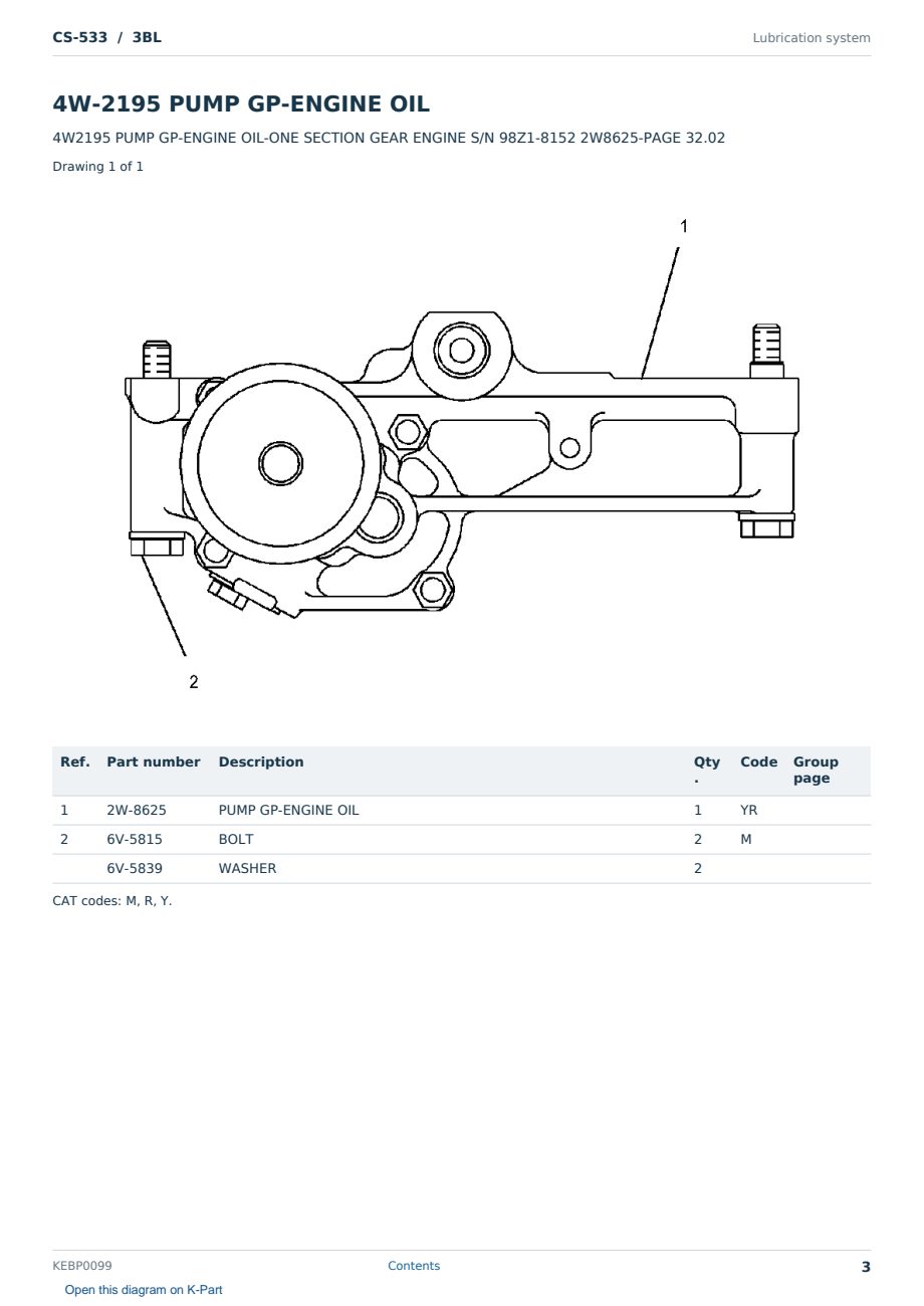 Caterpillar CS-533 S/N 3BL Partsbook KEBP0099 (English) - sample page 3 of 10 Caterpillar CS-533 S/N 3BL Partsbook KEBP0099 (English) - sample page 3 of 10