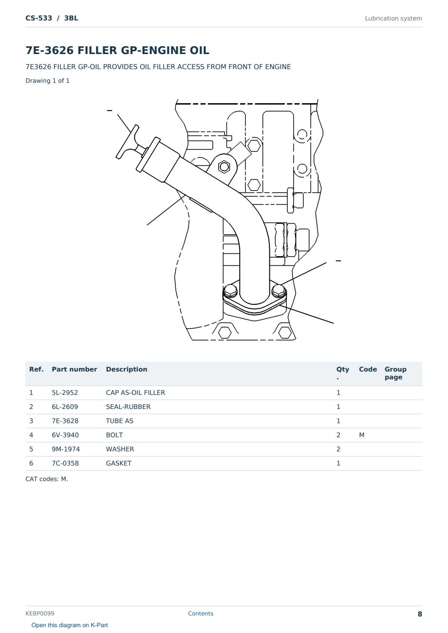 Caterpillar CS-533 S/N 3BL Partsbook KEBP0099 (English) - sample page 8 of 10 Caterpillar CS-533 S/N 3BL Partsbook KEBP0099 (English) - sample page 8 of 10