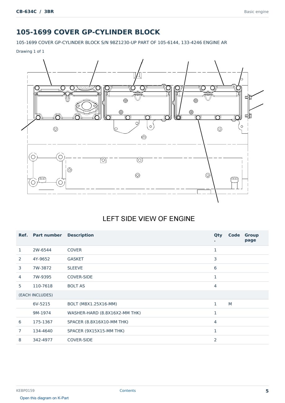 Caterpillar CB-634C S/N 3BR Partsbook KEBP0159 (English) - sample page 5 of 10 Caterpillar CB-634C S/N 3BR Partsbook KEBP0159 (English) - sample page 5 of 10