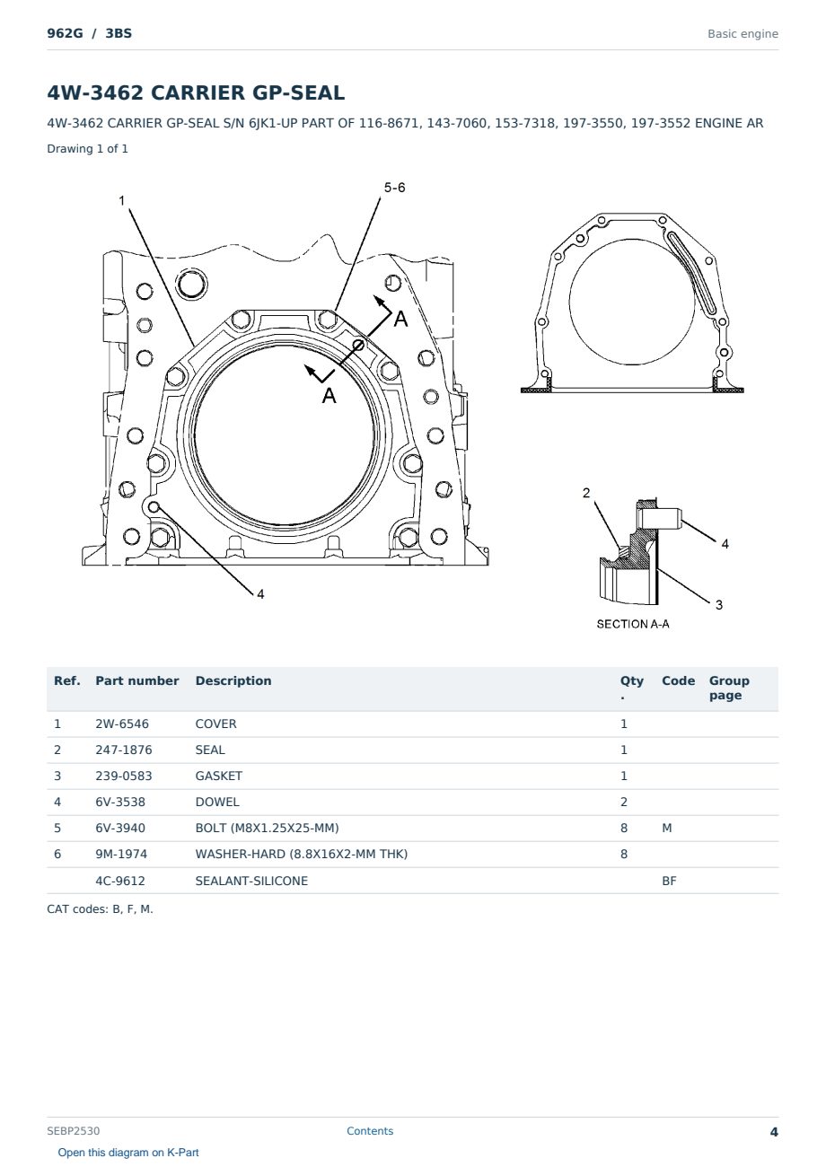 Caterpillar 962G S/N 3BS Partsbook SEBP2530 (English) - sample page 4 of 10 Caterpillar 962G S/N 3BS Partsbook SEBP2530 (English) - sample page 4 of 10