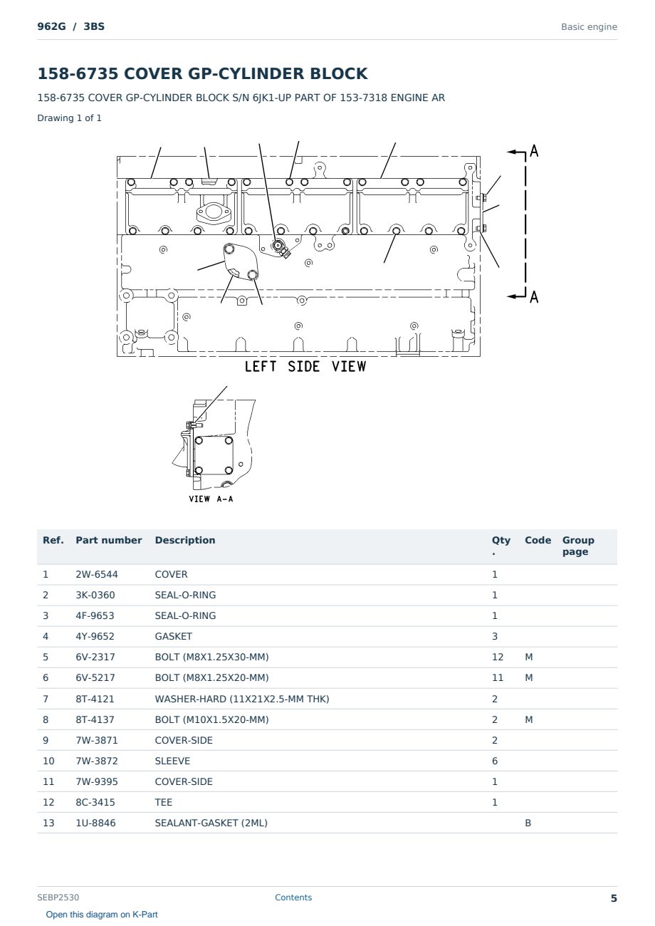 Caterpillar 962G S/N 3BS Partsbook SEBP2530 (English) - sample page 5 of 10 Caterpillar 962G S/N 3BS Partsbook SEBP2530 (English) - sample page 5 of 10