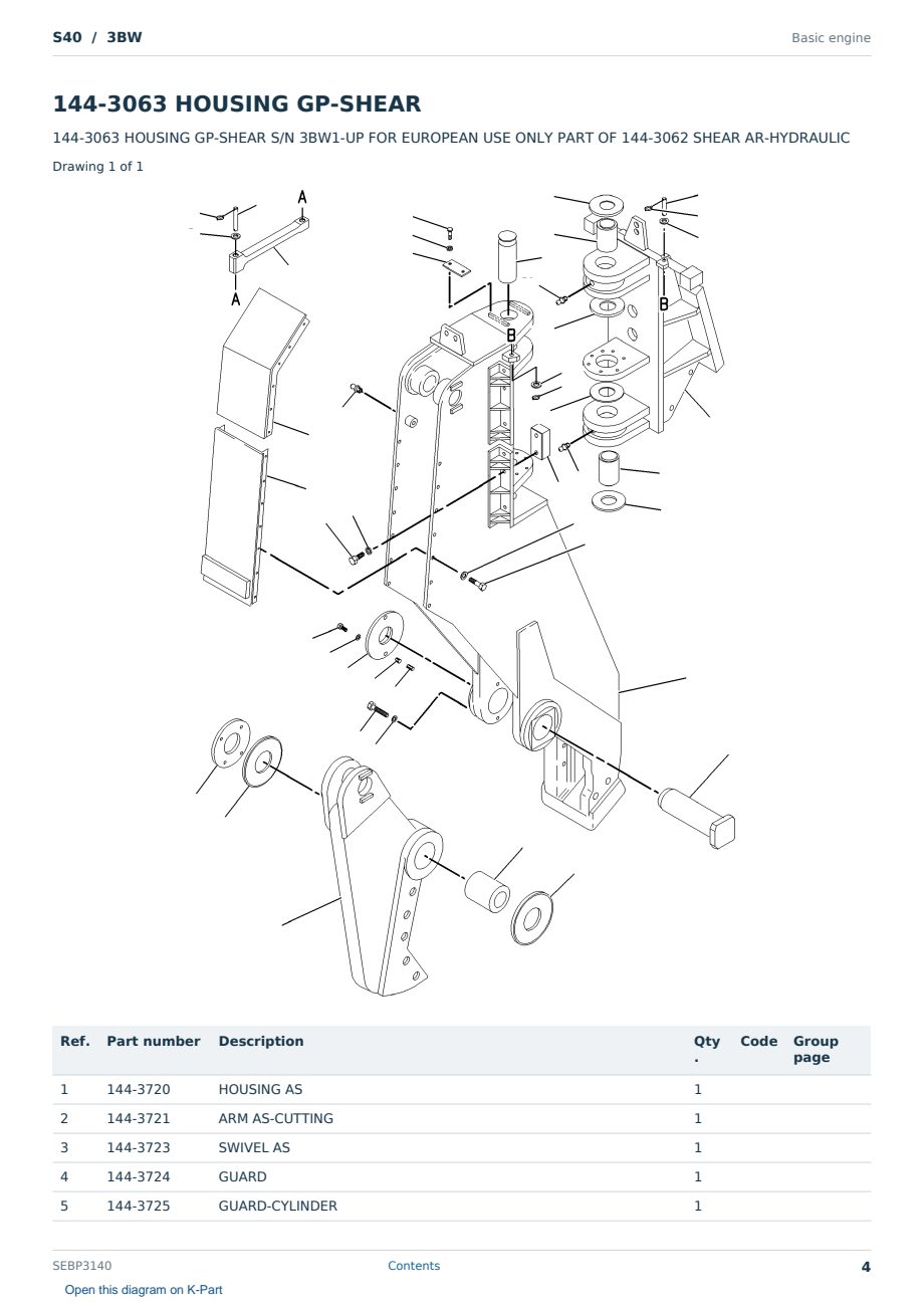 Caterpillar S40 S/N 3BW Partsbook SEBP3140 (English) - sample page 4 of 10 Caterpillar S40 S/N 3BW Partsbook SEBP3140 (English) - sample page 4 of 10