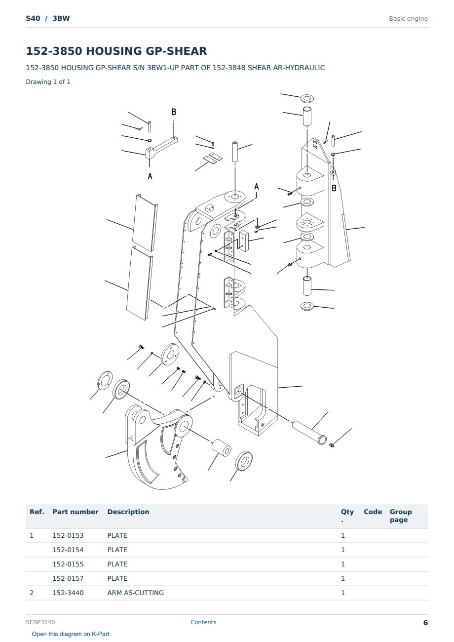 Caterpillar S40 S/N 3BW Partsbook SEBP3140 (English) - sample page 6 of 10 Caterpillar S40 S/N 3BW Partsbook SEBP3140 (English) - sample page 6 of 10