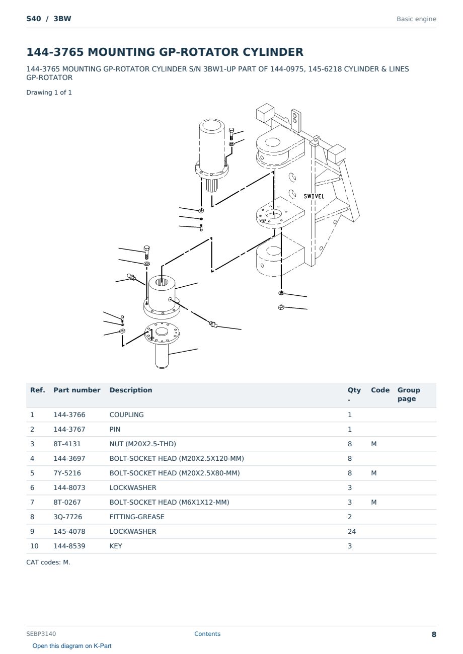 Caterpillar S40 S/N 3BW Partsbook SEBP3140 (English) - sample page 8 of 10 Caterpillar S40 S/N 3BW Partsbook SEBP3140 (English) - sample page 8 of 10