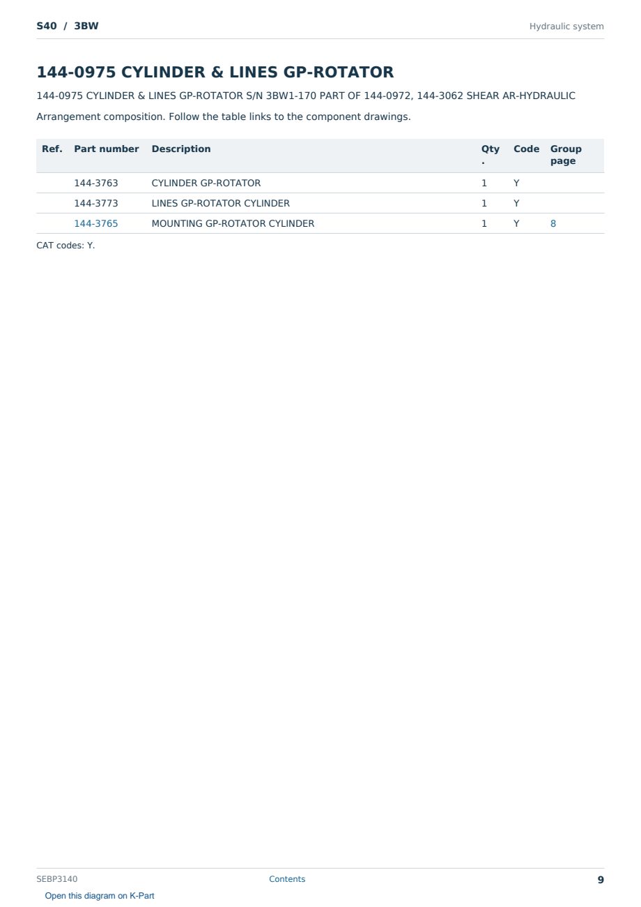 Caterpillar S40 S/N 3BW Partsbook SEBP3140 (English) - sample page 9 of 10 Caterpillar S40 S/N 3BW Partsbook SEBP3140 (English) - sample page 9 of 10