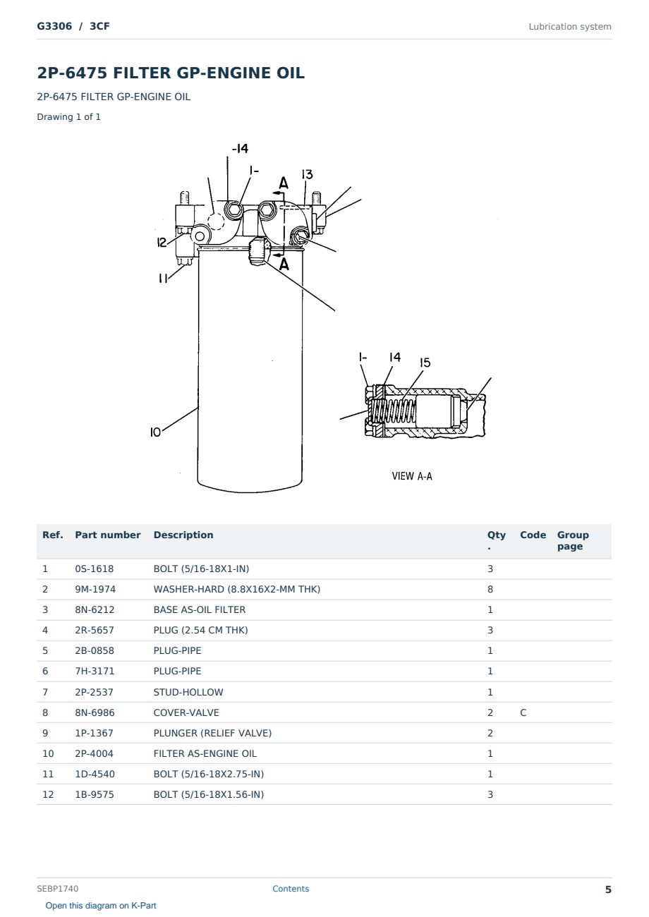 Caterpillar G3306 S/N 3CF Partsbook SEBP1740 (English) - sample page 5 of 10 Caterpillar G3306 S/N 3CF Partsbook SEBP1740 (English) - sample page 5 of 10
