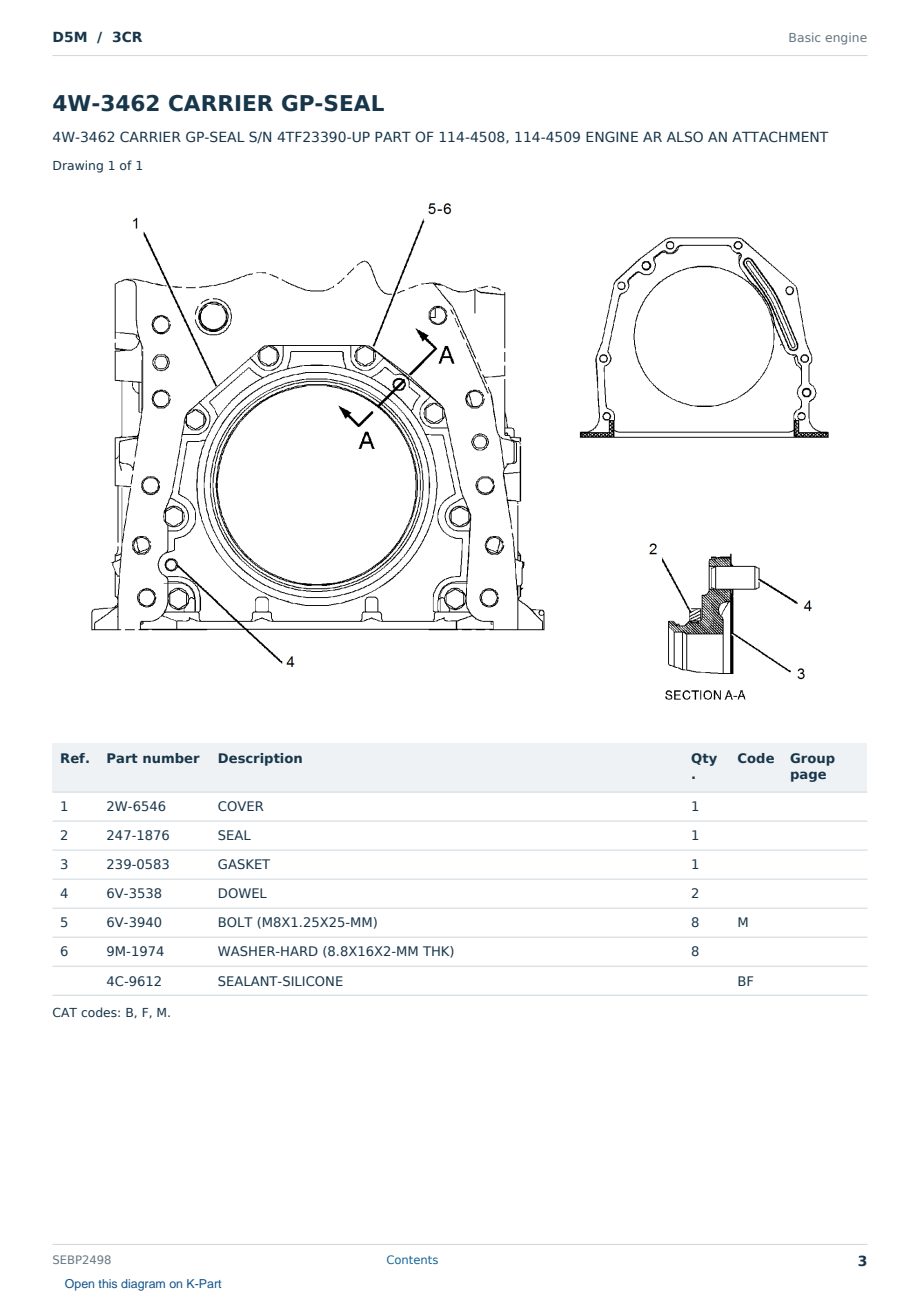 Caterpillar D5M S/N 3CR Partsbook SEBP2498 (English) - sample page 3 of 10 Caterpillar D5M S/N 3CR Partsbook SEBP2498 (English) - sample page 3 of 10